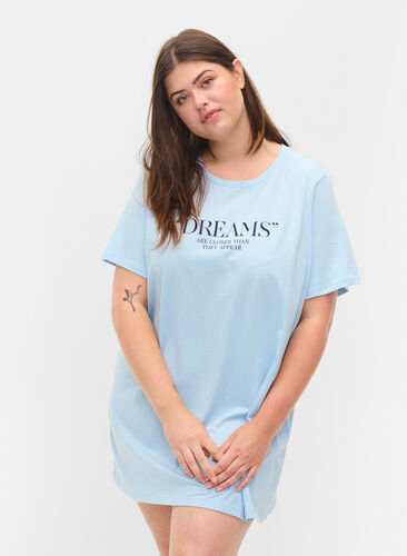 Oversize nat t-shirt i økologisk bomuld, Cashmere Blue DREAMS, Model image number 0