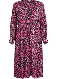 Midikjole med knaplukning og bindebånd, Lyserød