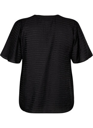 Lyocell skjortebluse med tekstur, Black, Packshot image number 1