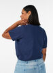 T-shirt i &oslash;kologisk bomuld med hulbroderi, Bl&aring;, Model image number 2