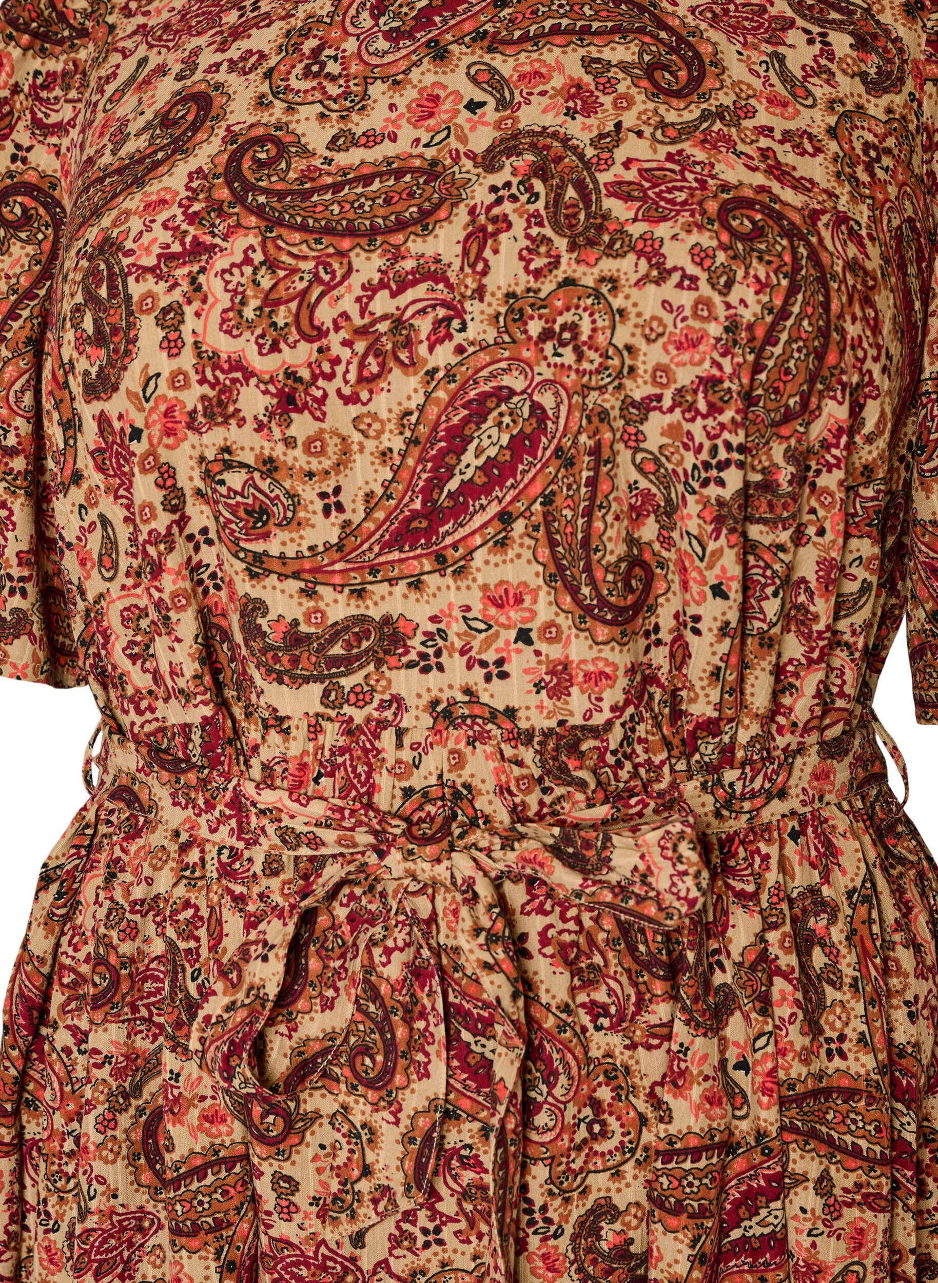 ZizziKjole med paisleyprint og bindeb&aring;nd, Brun, Packshot image number 2