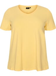Ensfarvet basis t-shirt i bomuld, Gul