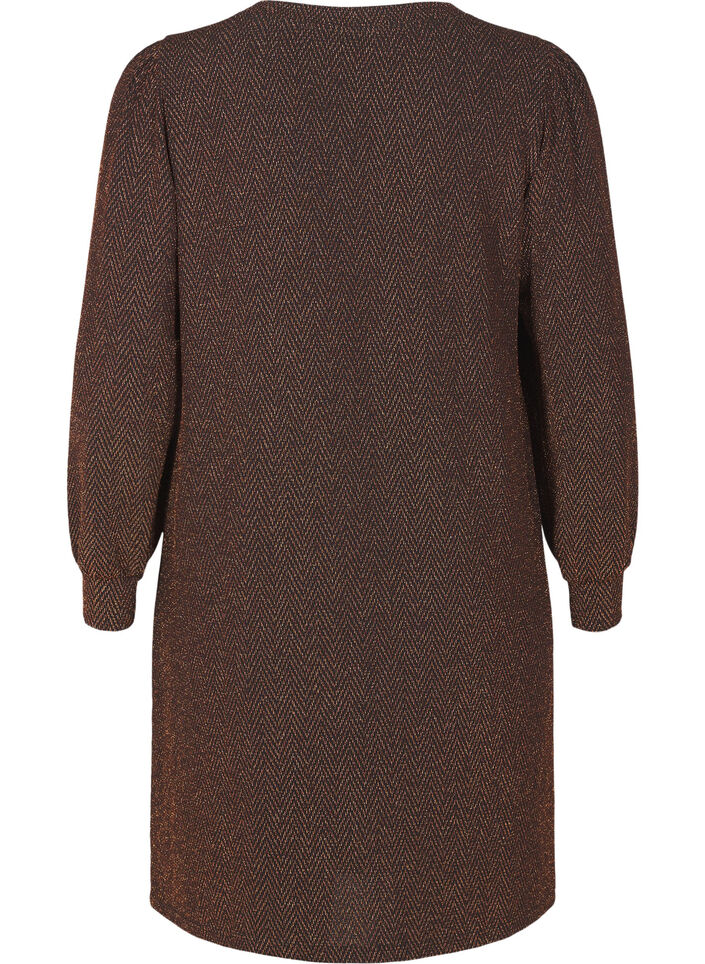 Kjole med zigzag mønster og glimmer, Copper ZigZagShimmer, Packshot image number 1