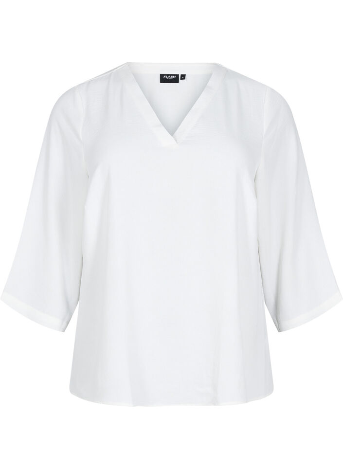 Bluse med 3/4 &aelig;rmer, Vanilla, Packshot image number 0