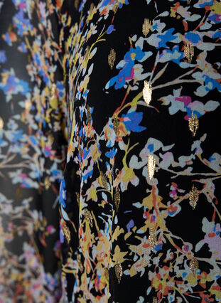 Tunika med blomsterprint og lurex, Black/Vibrant Flower, Packshot image number 3