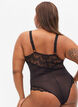 Bodystocking i mesh og blonder, Black, Model image number 3