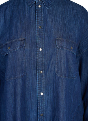Oversize denimskjorte i bomuld, Dark blue denim, Packshot image number 2