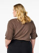 Ribbet jerseybluse med korte &aelig;rmer, Brun, Model image number 2