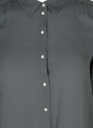Skjorte med plissé og perleknapper, Asphalt, Packshot image number 2