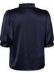 Bluse i satin-look med 1/2 &aelig;rmer og fl&aelig;sekrave, Bl&aring;, Packshot image number 1