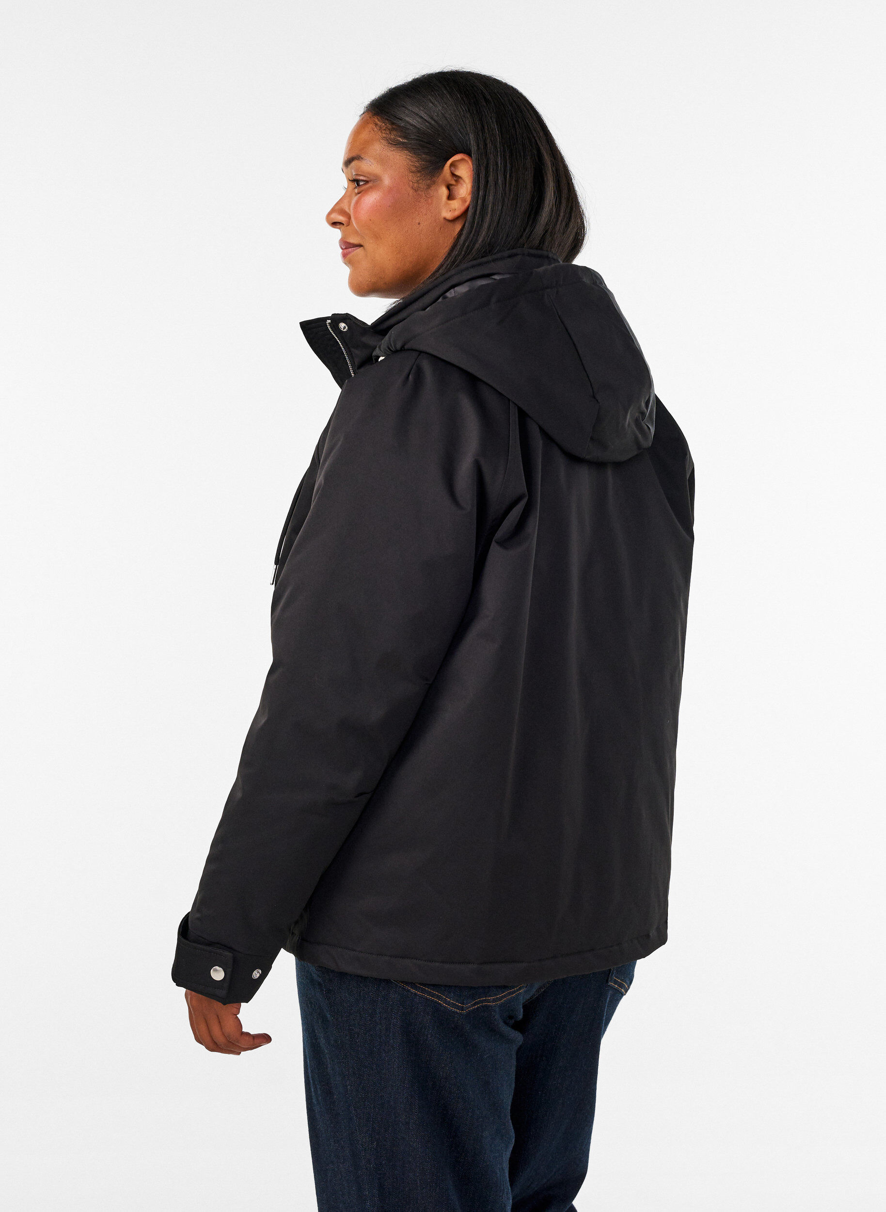 ZizziVatteret parka med aftagelig h&aelig;tte, Sort, Model image number 2