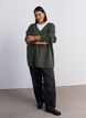Lang ribstrikket bluse med V-hals, Gr&oslash;n, Model image number 1