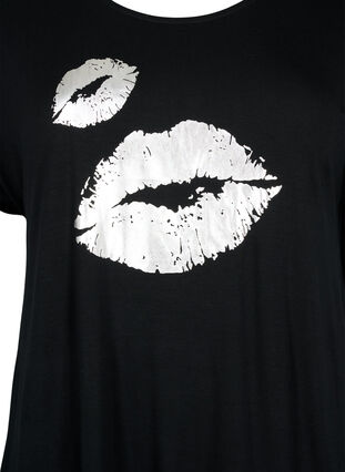 Kortærmet viskose t-shirt med tryk, Black W. Lips, Packshot image number 2