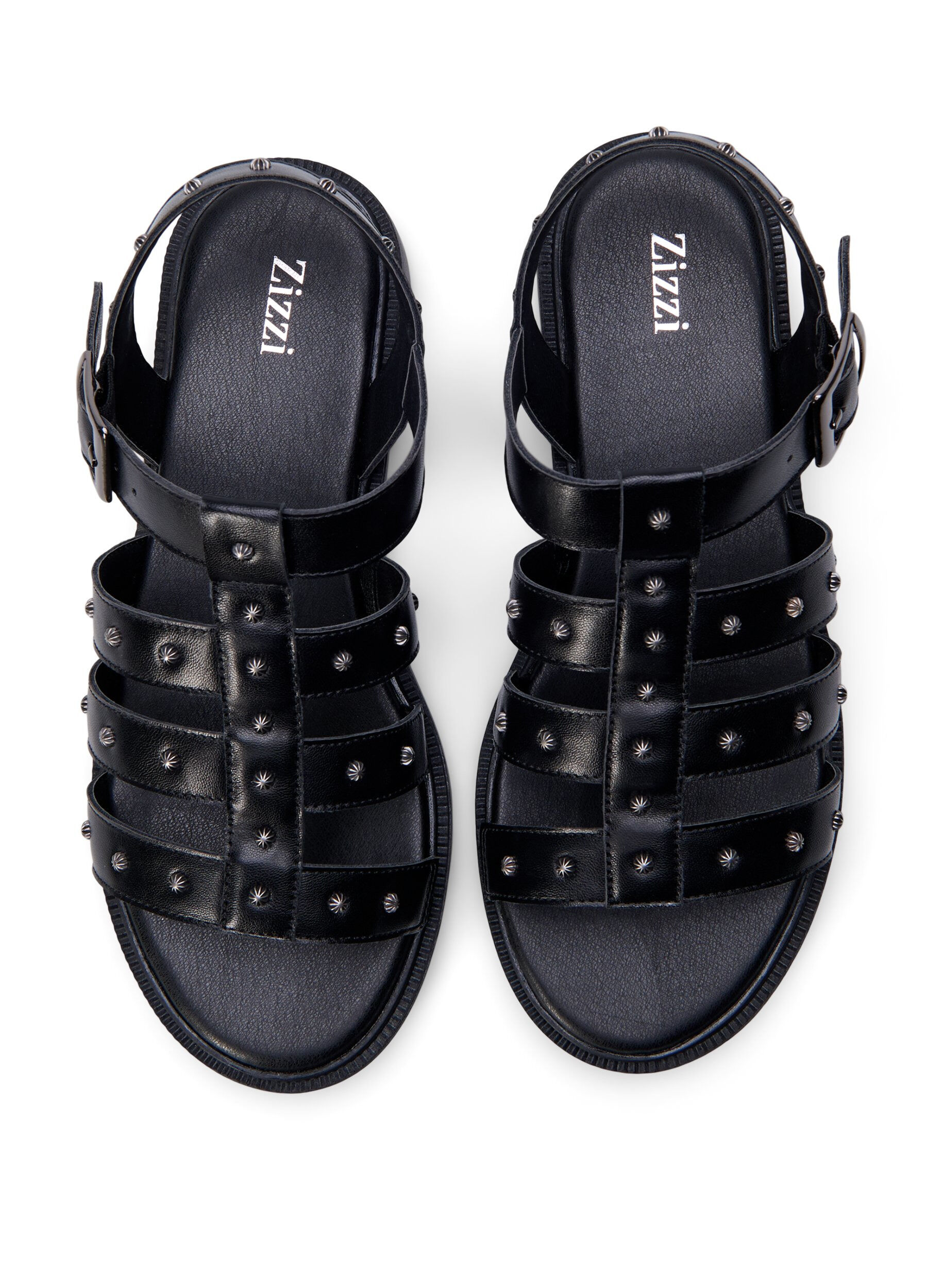 Zizzi Wide fit - Sandal med nitter, Sort, Packshot image number 2