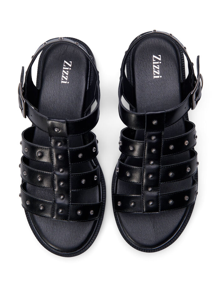 Wide fit - Sandal med nitter, Sort, Packshot image number 2