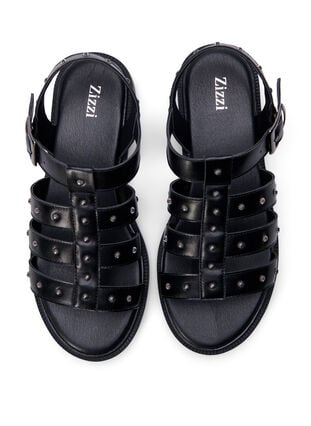Wide fit sandal med nitter, Black, Packshot image number 2
