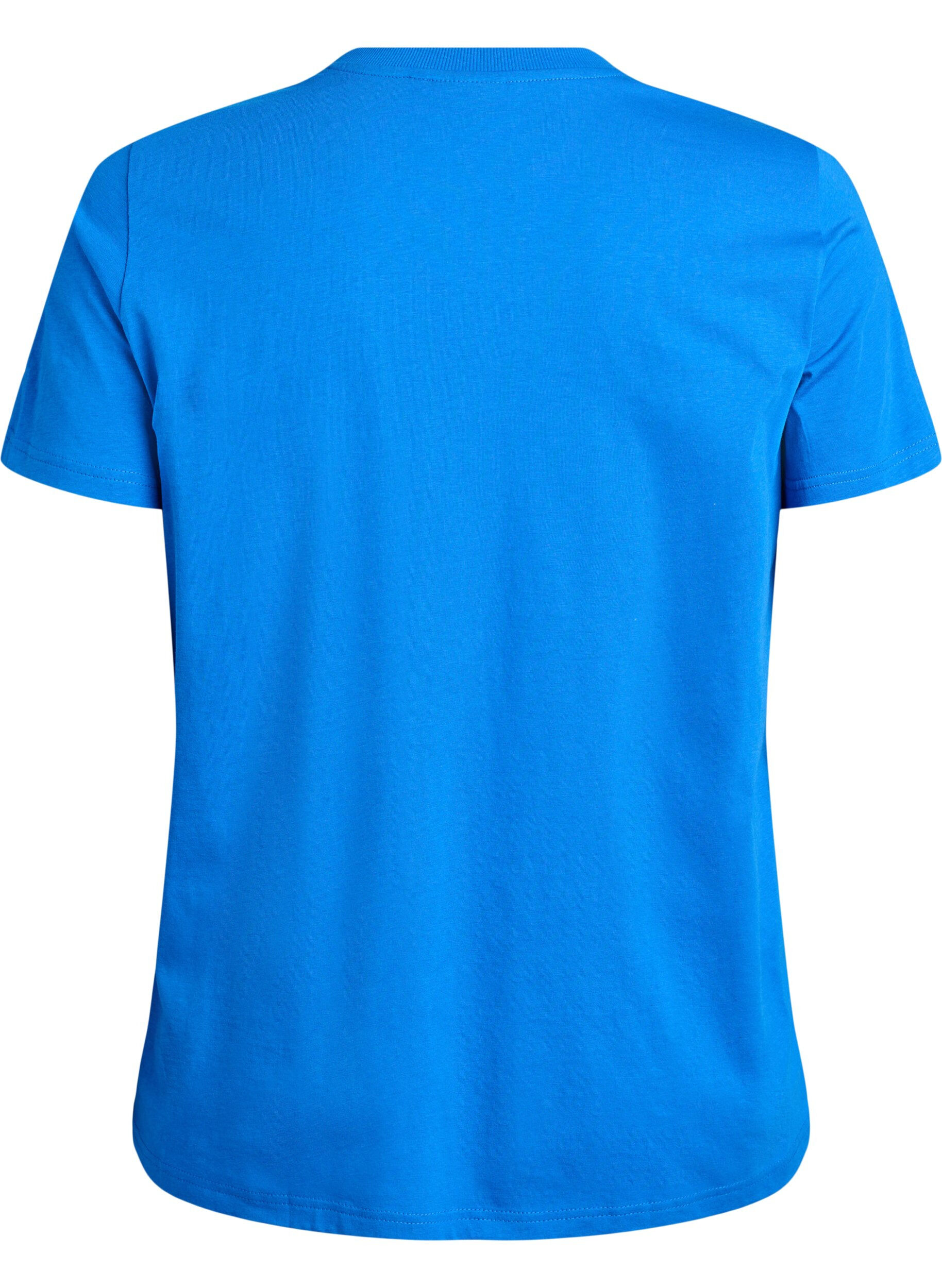ZizziBasis t-shirt i bomuld med rund hals, Bl&aring;, Packshot image number 1
