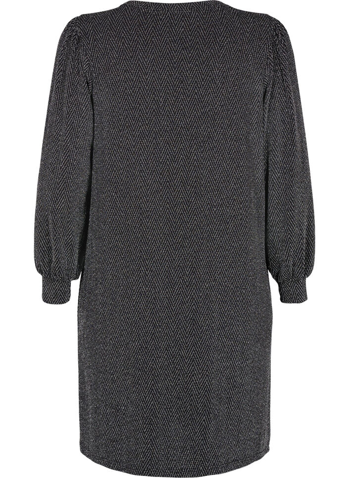 Kjole med zigzag mønster og glimmer, Silver ZigZagShimmer, Packshot image number 1