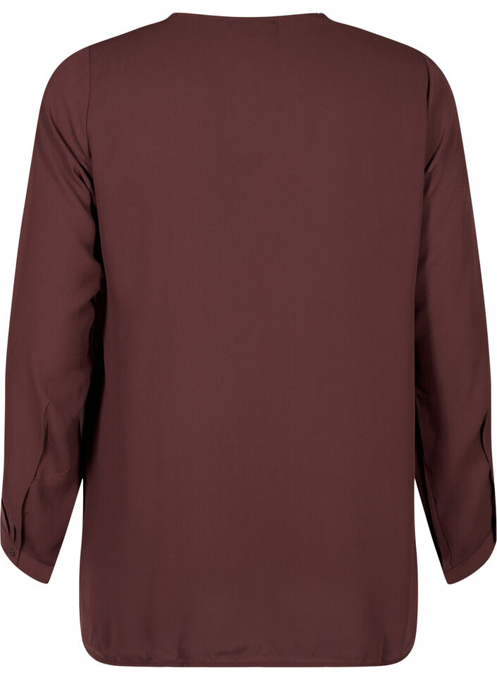 Ensfarvet skjorte med v-udsk&aelig;ring, Fudge, Packshot image number 1