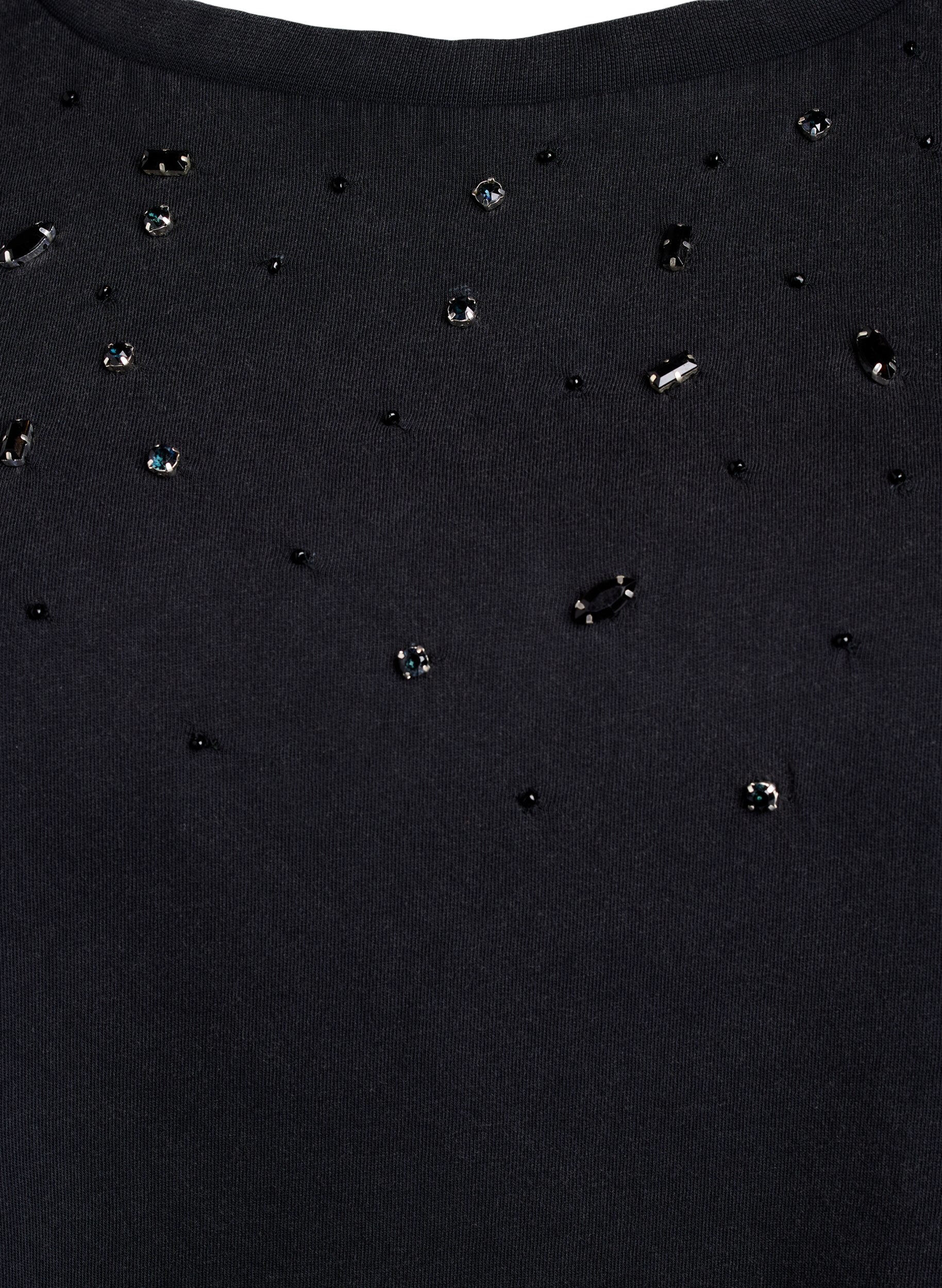 Zizzi Boxy t-shirt med perler og rhinsten, Gr&aring;, Packshot image number 2