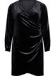 Kort velourkjole med slå-om effekt, Sort, Packshot image number 0