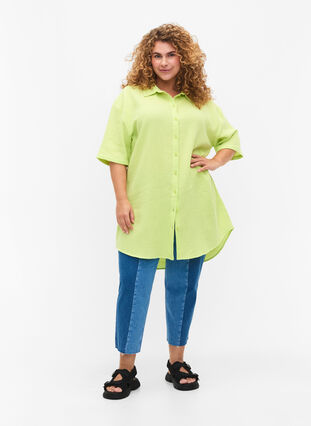 Skjorte i bomuld med halvlange ærmer, Wild Lime, Model image number 2