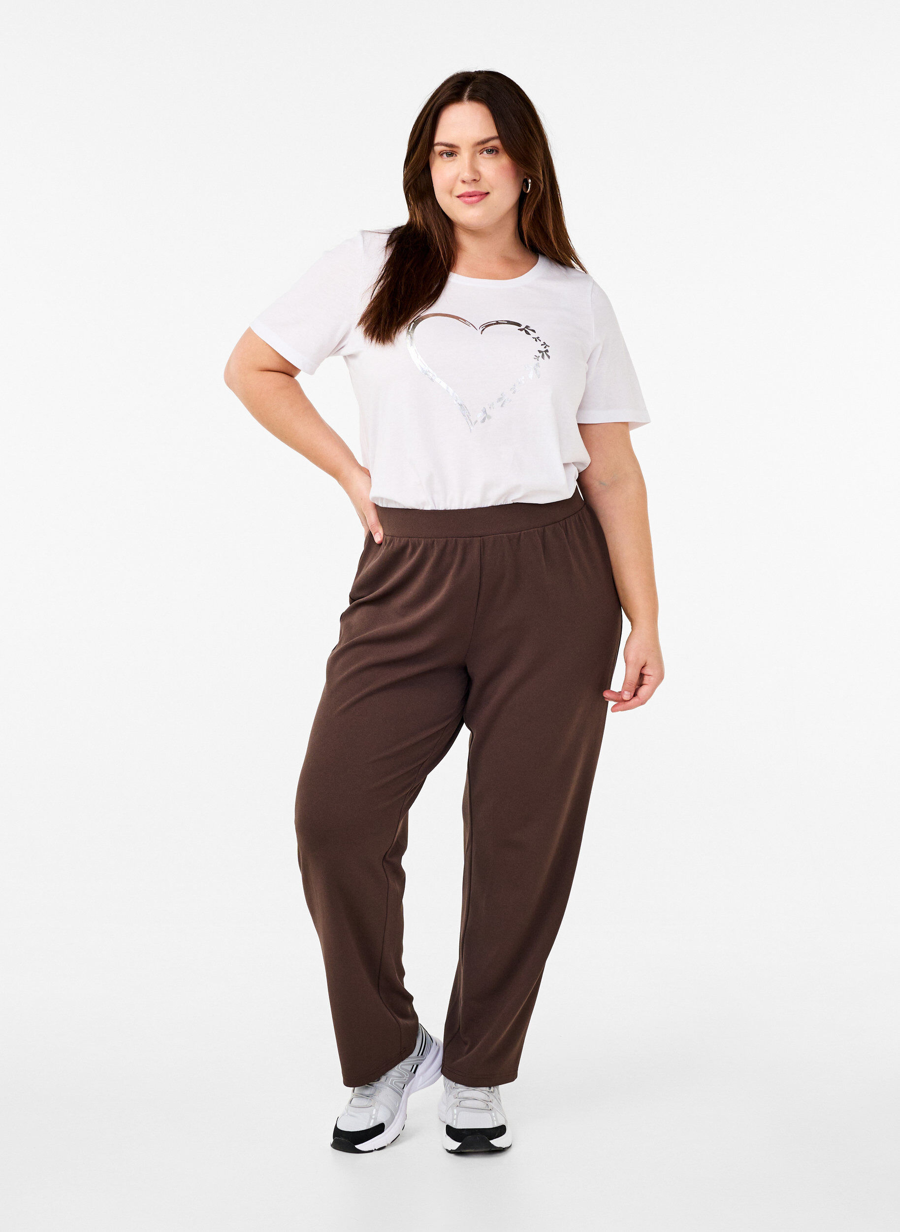 ZizziBukser med straight fit, Brun, Model image number 0