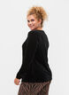 Velourbluse med lange ærmer, Black, Model image number 1