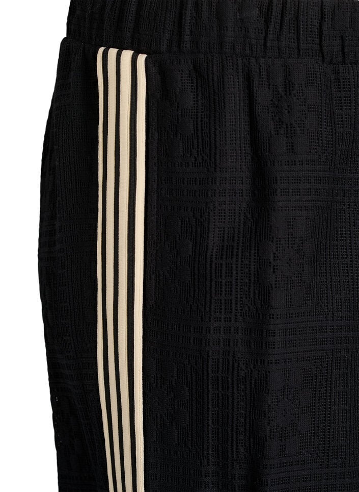 Blondebukser med brede ben og kontraststriber, Sort, Packshot