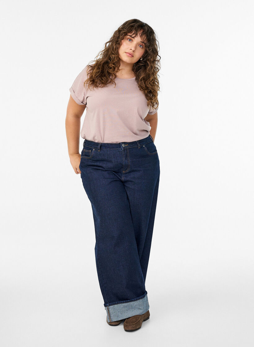 Kort&aelig;rmet t-shirt i bomuldsblanding, Lyser&oslash;d, Model image number 1