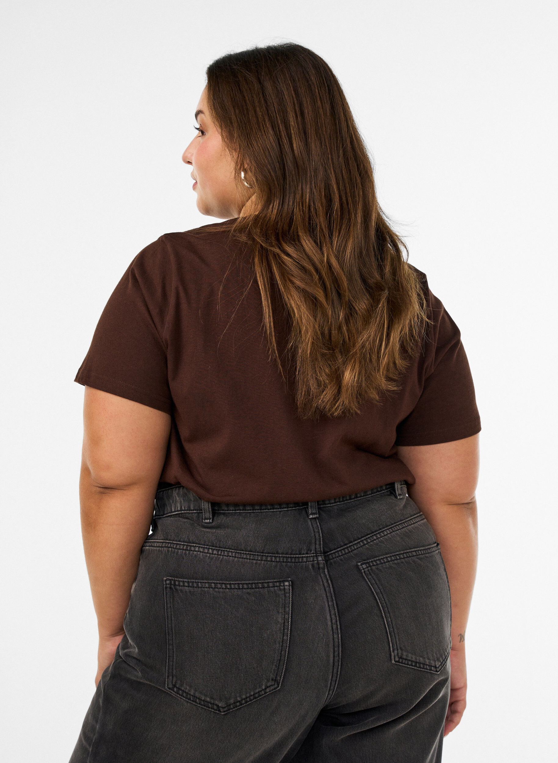 ZizziT-shirt i &oslash;kologisk bomuld med print, Brun, Model image number 2