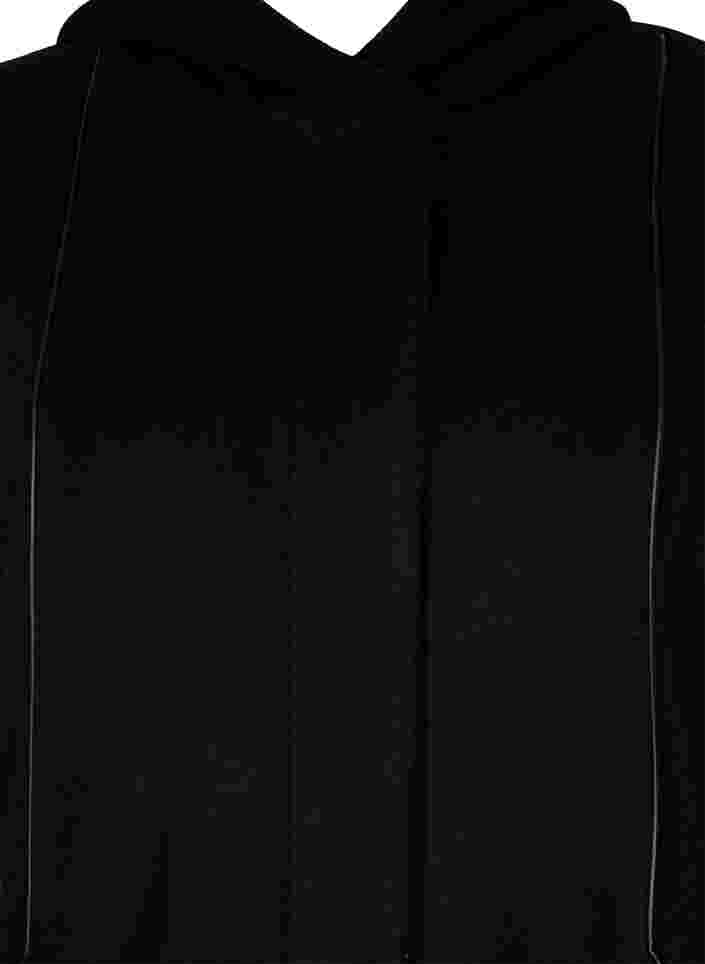 Jakke med uld og hætte, Black Solid, Packshot image number 2