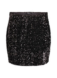 Kort pailletnederdel med elastisk linning, Sort