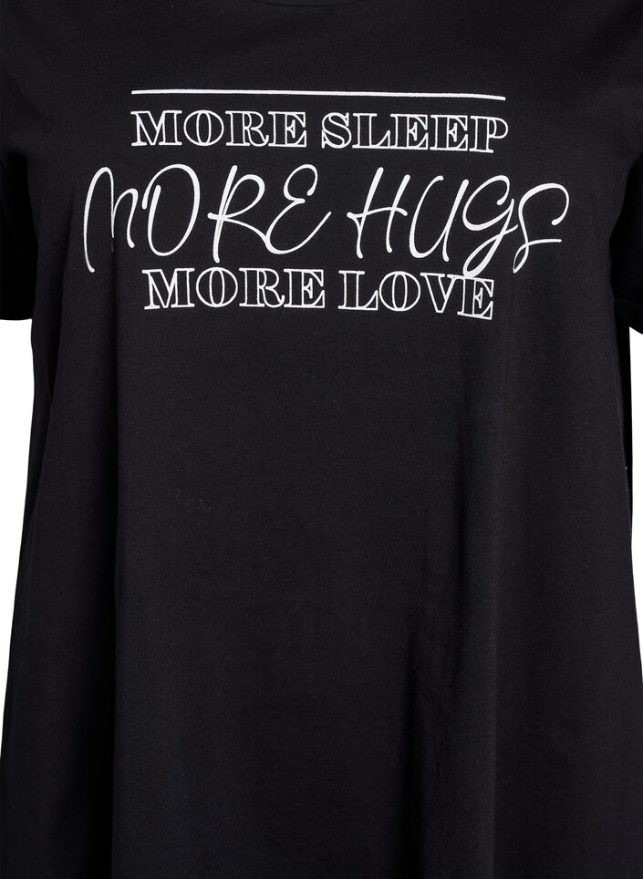 Kortærmet natkjole i økologisk bomuld, Sort, Packshot image number 2