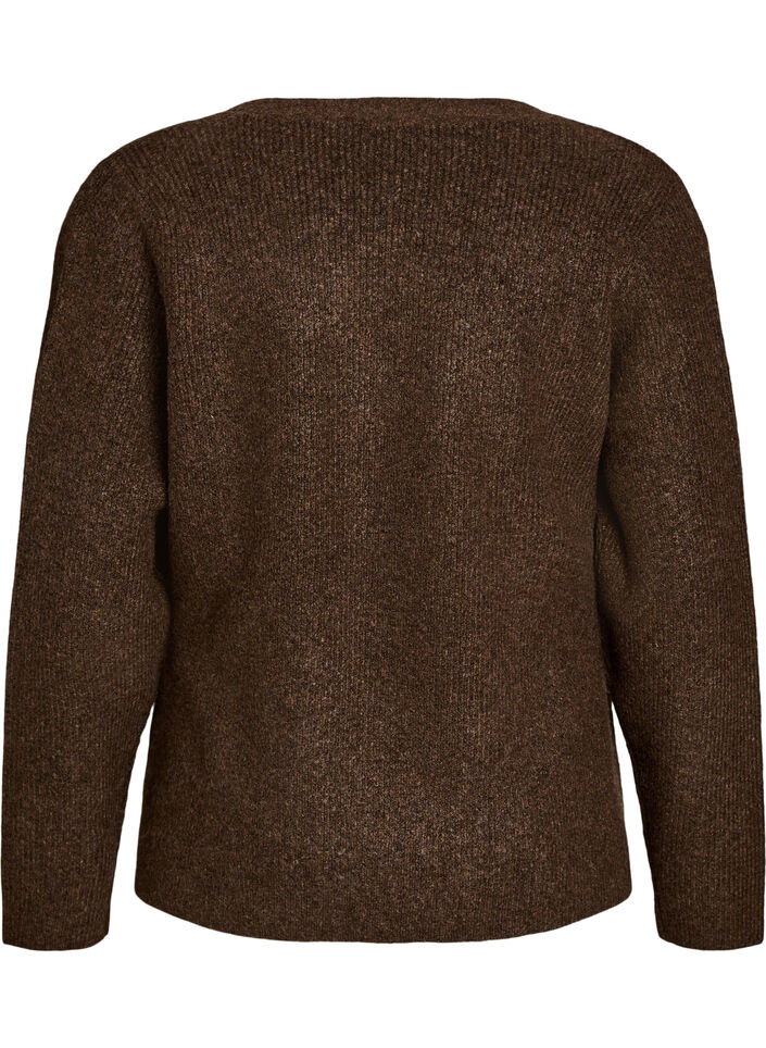 Strikket cardigan med asymmetrisk lukning, Brun, Packshot image number 1