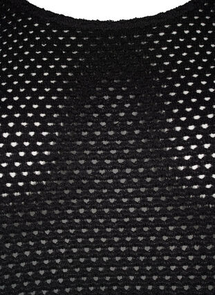 Kjole med 3/4 ærmer og strikket hulmønster, Black, Packshot image number 2