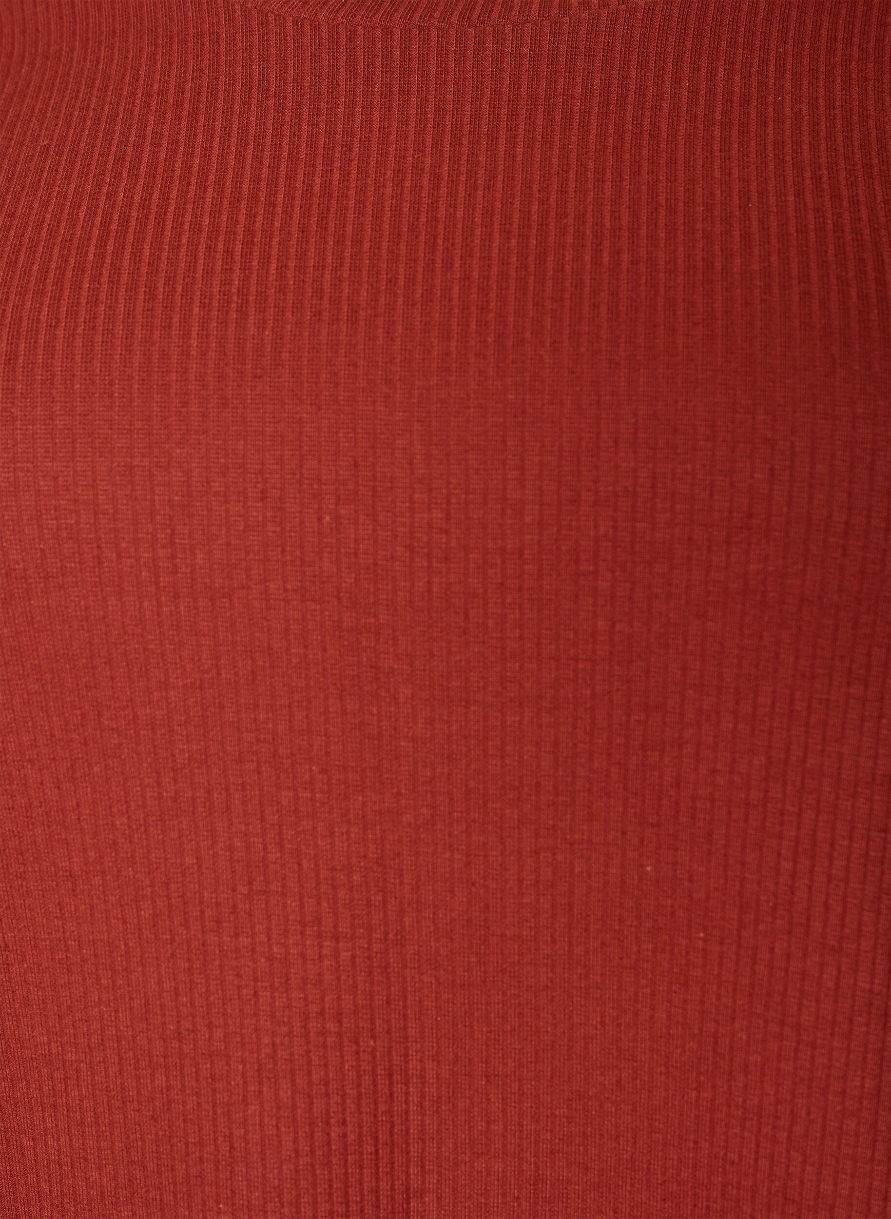 ZizziRibbet jerseybluse med korte &aelig;rmer, R&oslash;d, Packshot image number 2