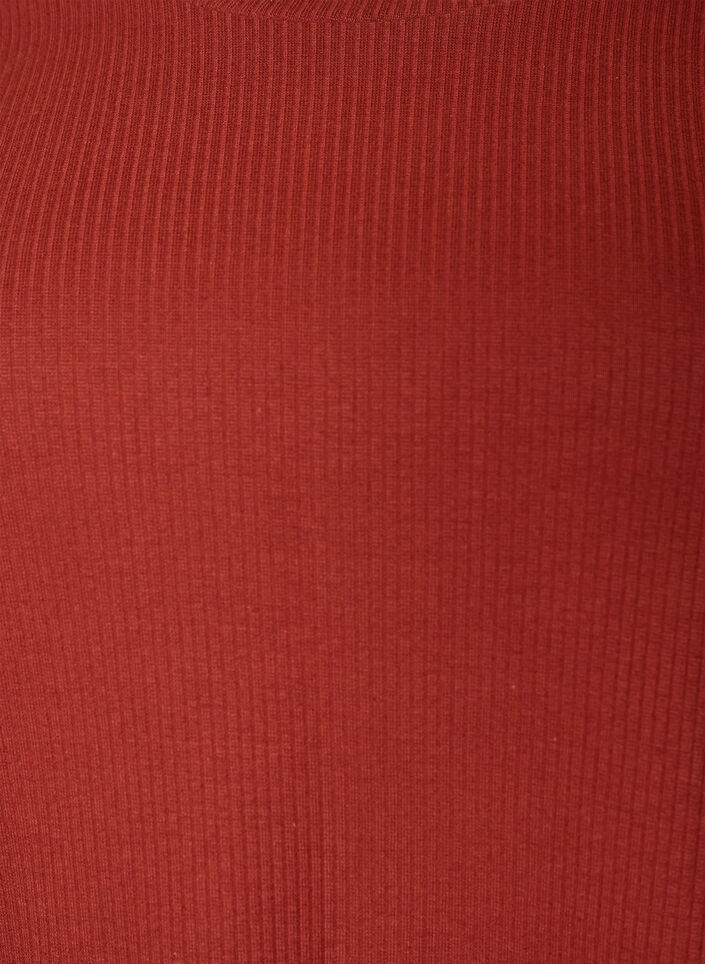 Ribbet jerseybluse med korte &aelig;rmer, R&oslash;d, Packshot image number 2