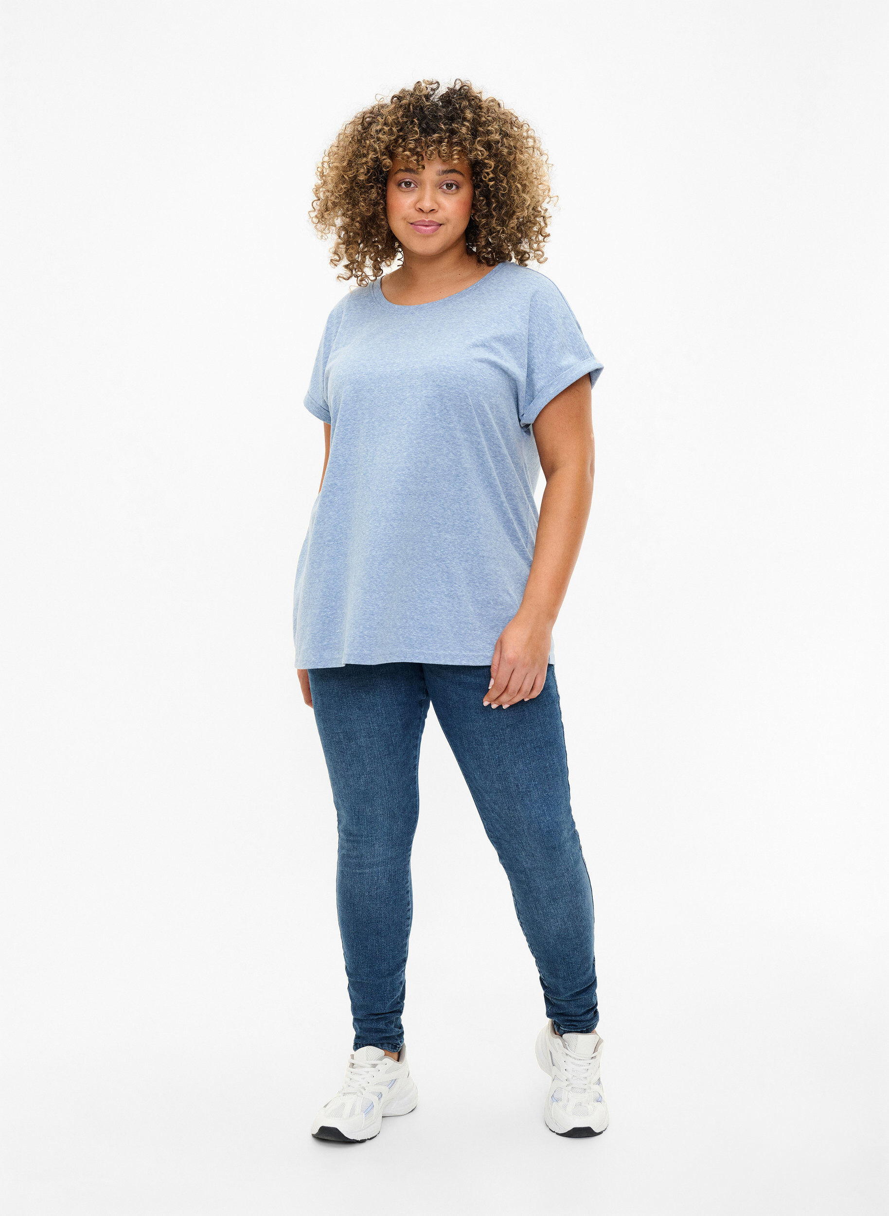 ZizziMeleret t-shirt med korte &aelig;rmer, Bl&aring;, Model image number 1
