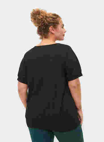Ensfarvet trænings t-shirt med v-hals, Black, Model image number 1
