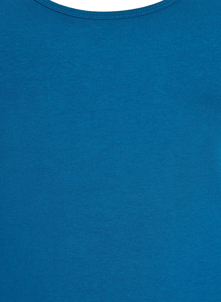 Ensfarvet basis top i bomuld, Bl&aring;, Packshot image number 2