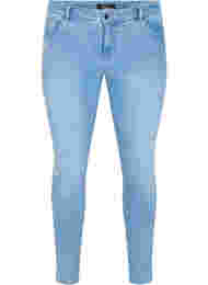 Ekstra slim Sanna jeans med broderidetalje, Light blue