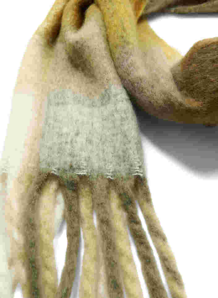 Farvet halstørklæde med frynser, Brown, Packshot image number 1