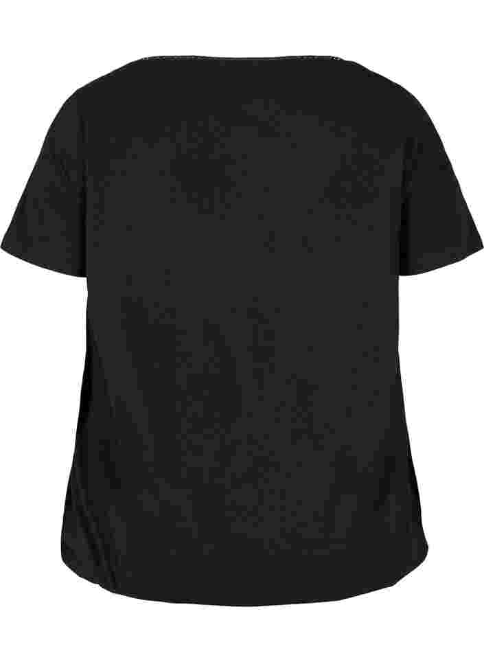 Bomulds t-shirt med korte ærmer, Black, Packshot image number 1