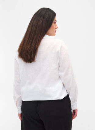 Skjortebluse med knaplukning, White, Model image number 1