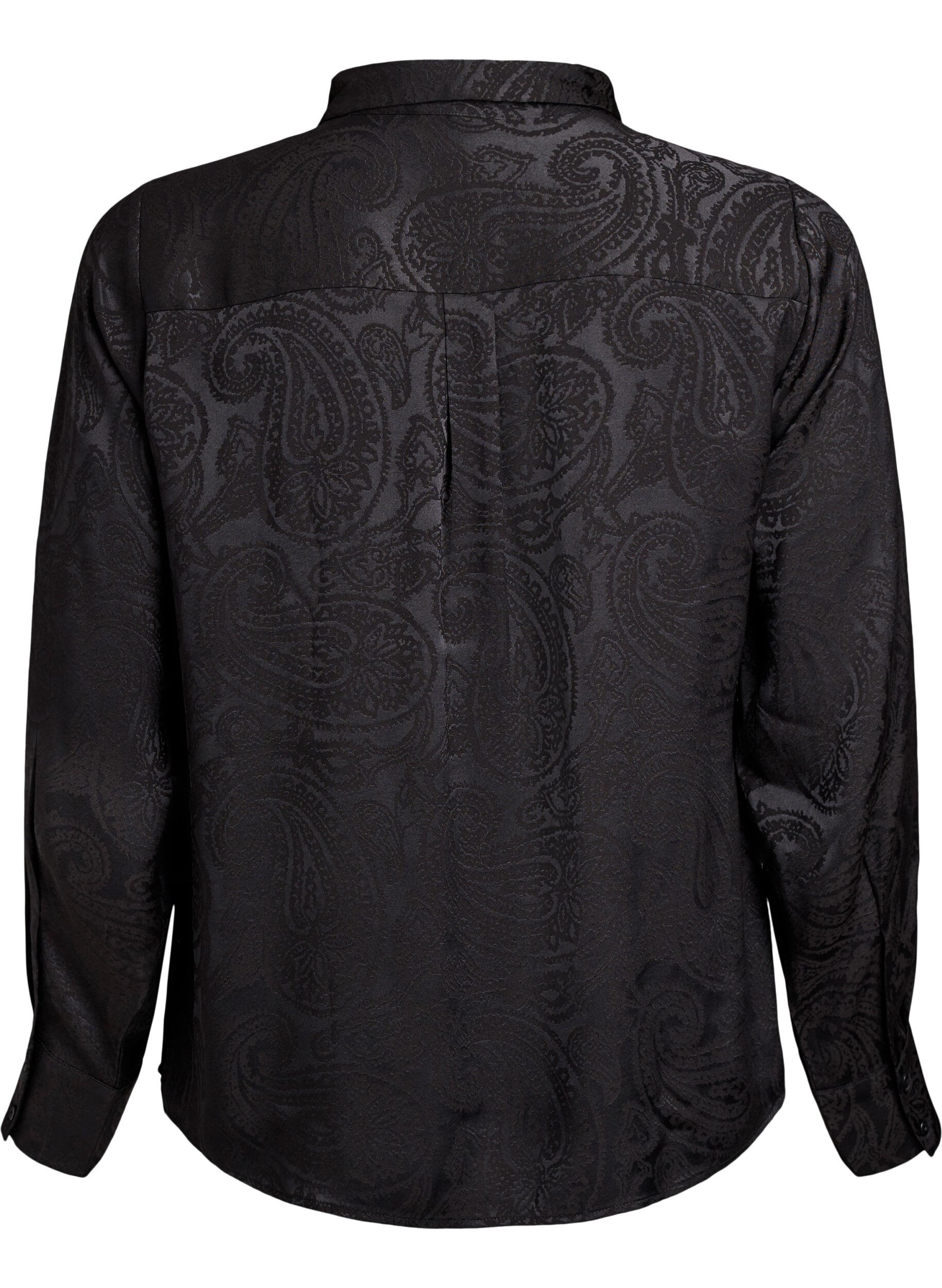 ZizziSkjorte med tone-i-tone paisleym&oslash;nster, Sort, Packshot image number 1