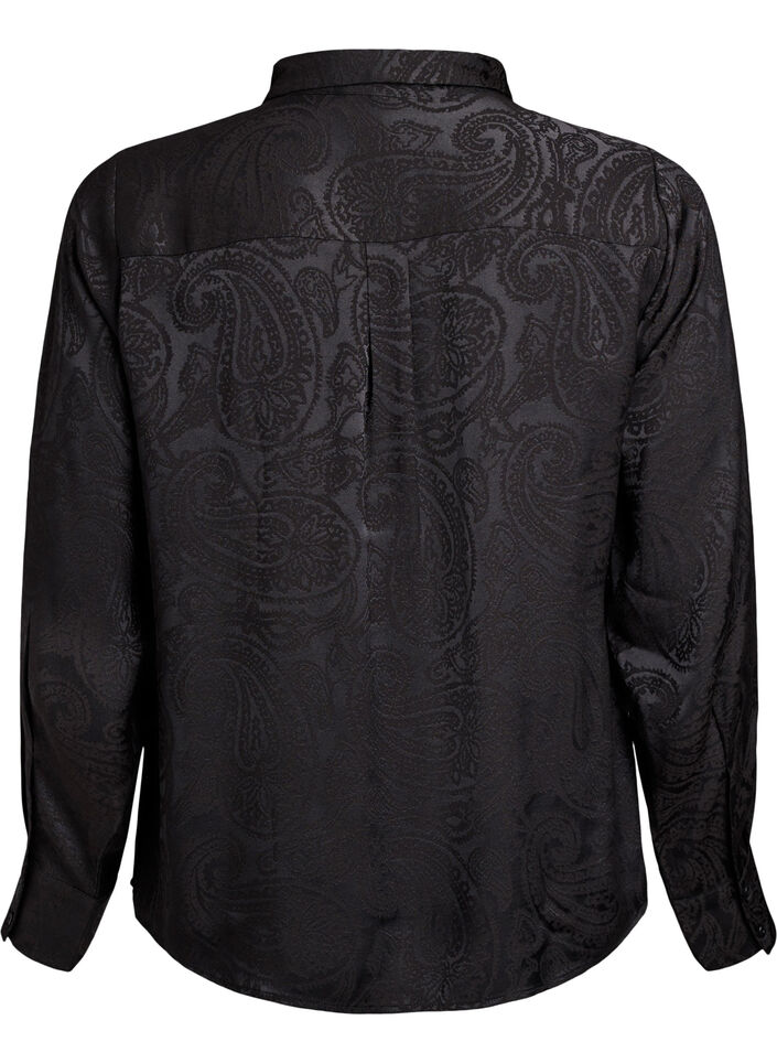 Skjorte med tone-i-tone paisleym&oslash;nster, Sort, Packshot image number 1