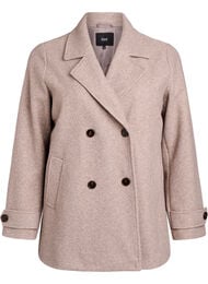 Kort frakke med dobbeltradet knaplukning, Beige
