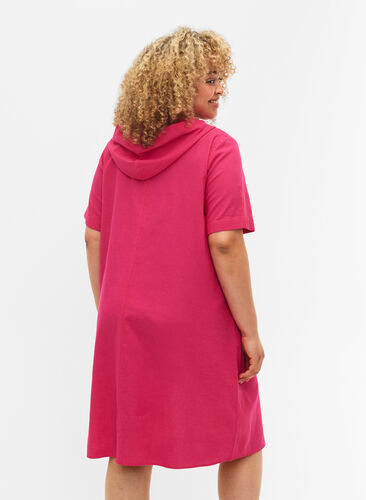 Kortærmet kjole med hætte, Beetroot Purple, Model image number 1