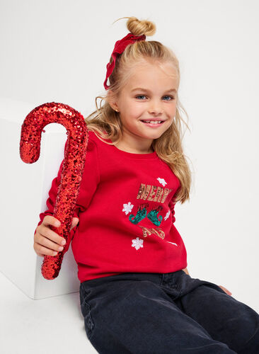 Jule sweatshirt til børn, Tango Red Merry XMAS, Image image number 0